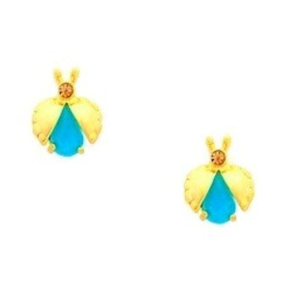 NEW Kate Spade Unwanted Visitors Blue Turquoise Bug Butterfly Earrings Studs